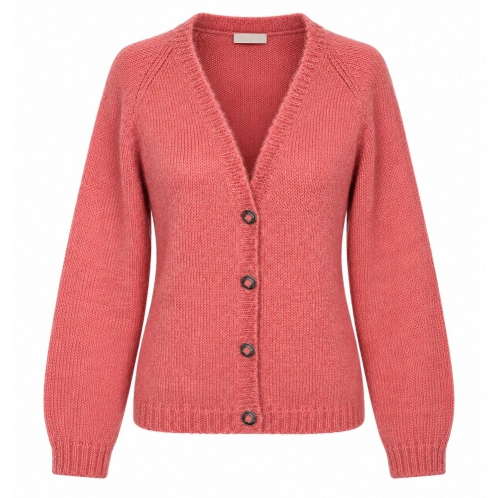 VTG 90s Autograph Salmon Pink Mohair Blend Cardigan Women Sz M coquette EVC